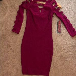Fuschia fitted band dress